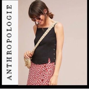 Anthropologie Meadow Rue Black Pantego side Buttoned detail Tank Top